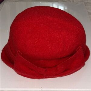 Comhats Red Wool Cloche Hat